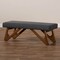 Baxton Studio Rika Grey Upholstered Walnut Brown Finished Boomerang Bench 158-9777 - alternate 3
